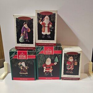 5 Hallmark Keepsake Merry Olde Santa Collectors Series Ornaments 1990-1995